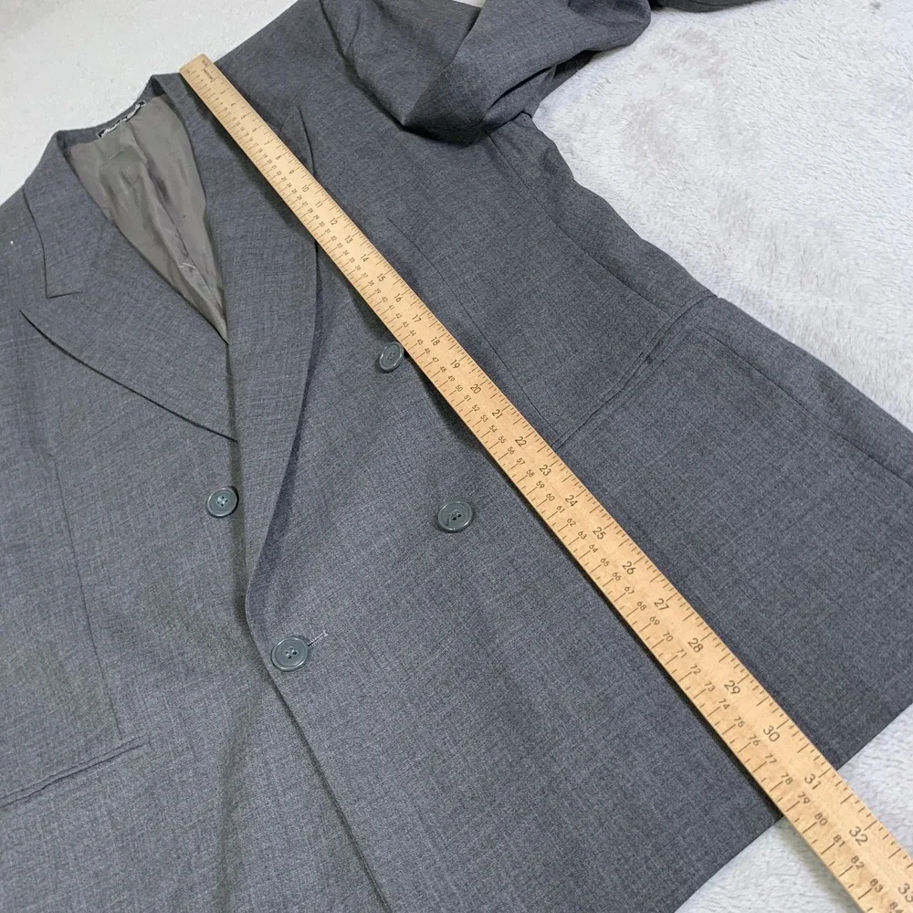 Vintage Mani Giorgio Armani Suit Jacket 40R Gray Wool Double Breasted Saks FLAWS